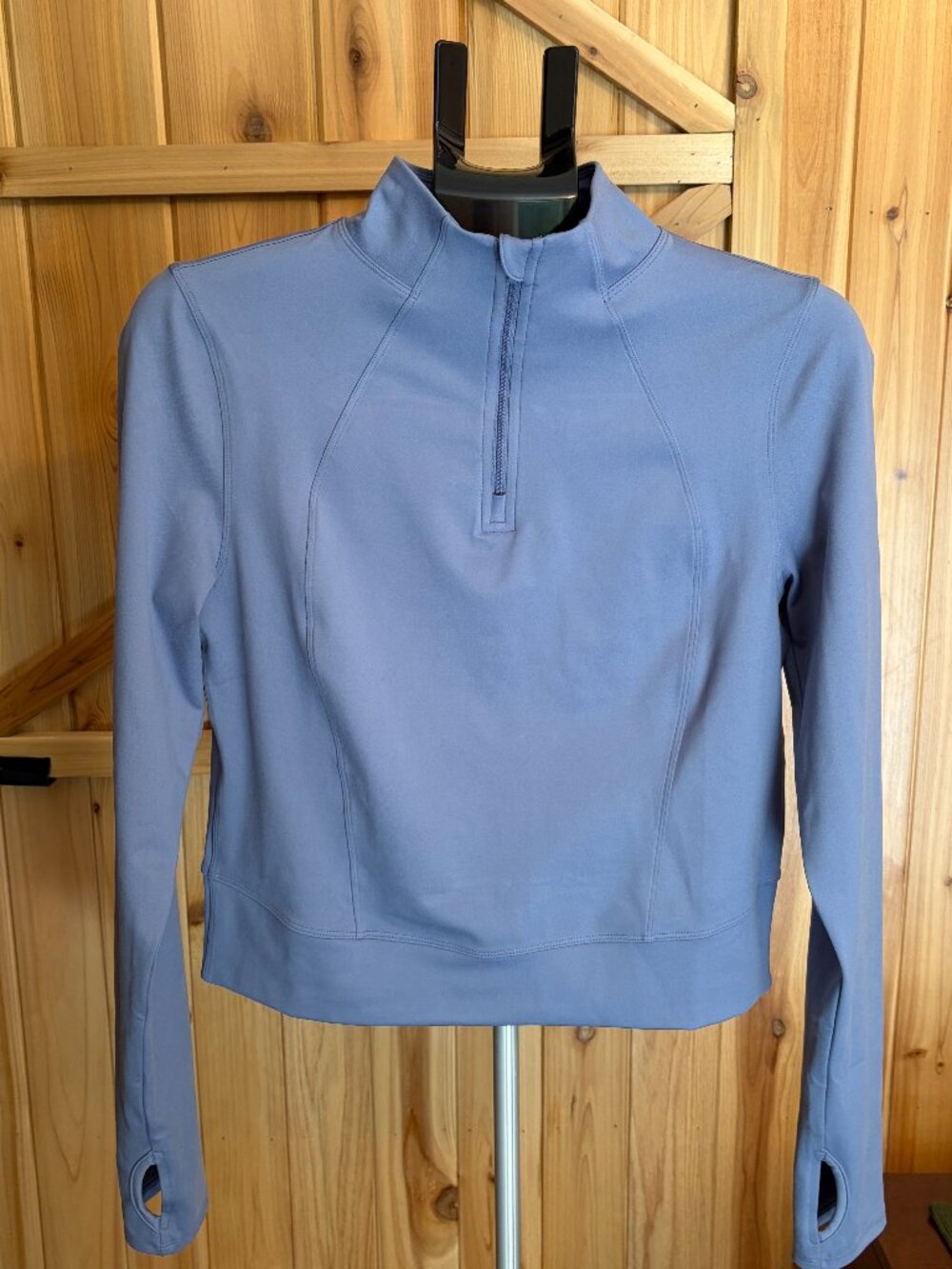 Yogalicious Lux Crosstrain Half Zip Lightweight Cropped Jacket Sz Lg Blue/Grey